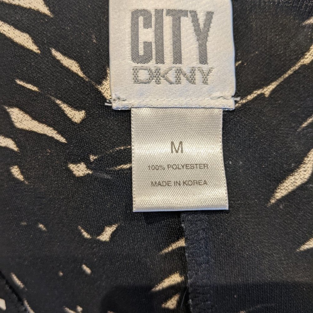 7. City DKNY Black White Wrap Dress Midi Medium - Picture 6 of 7